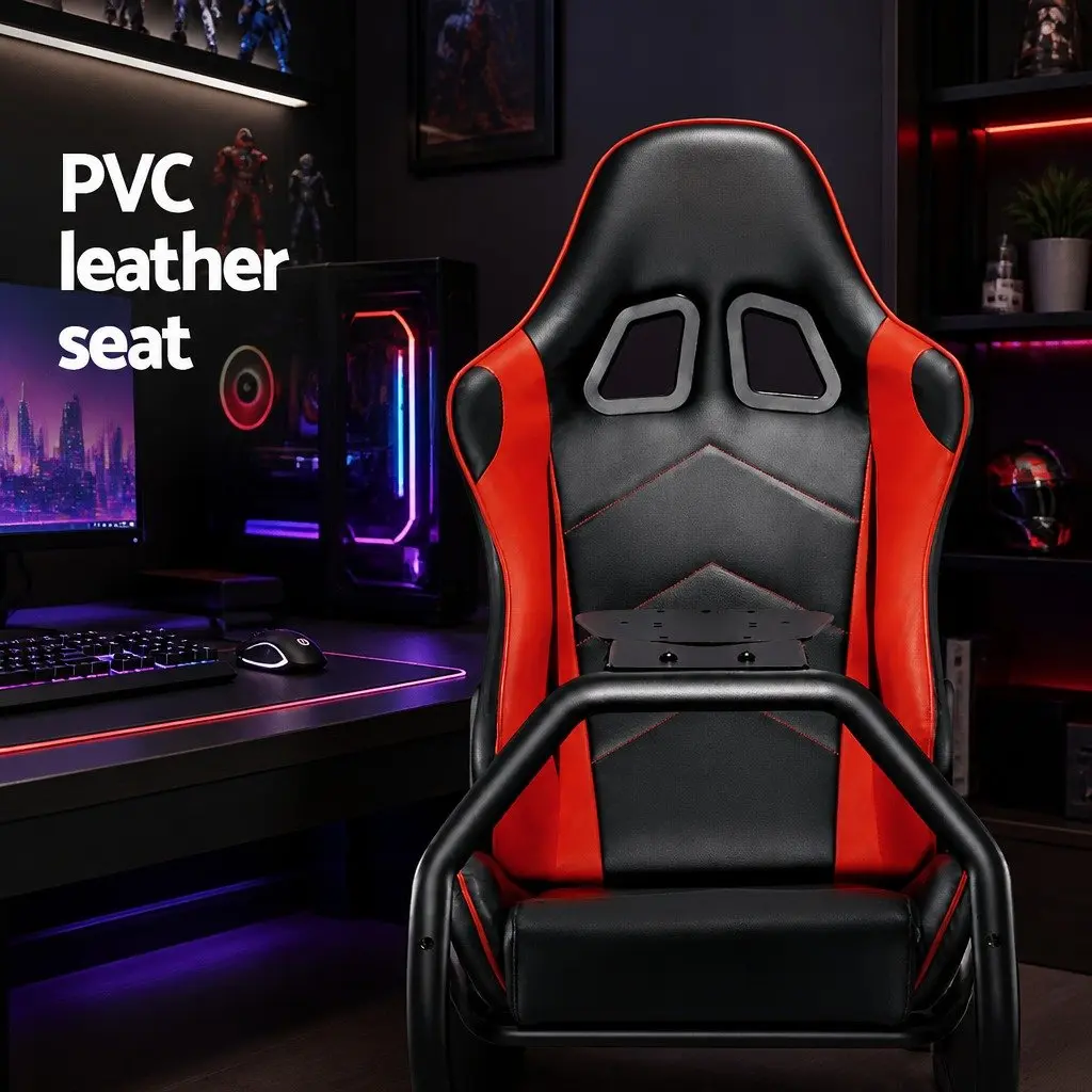 Racing Simulator Cockpit Gaming Chair Adjustable Backrest Steel Frame PVC Leather Seat