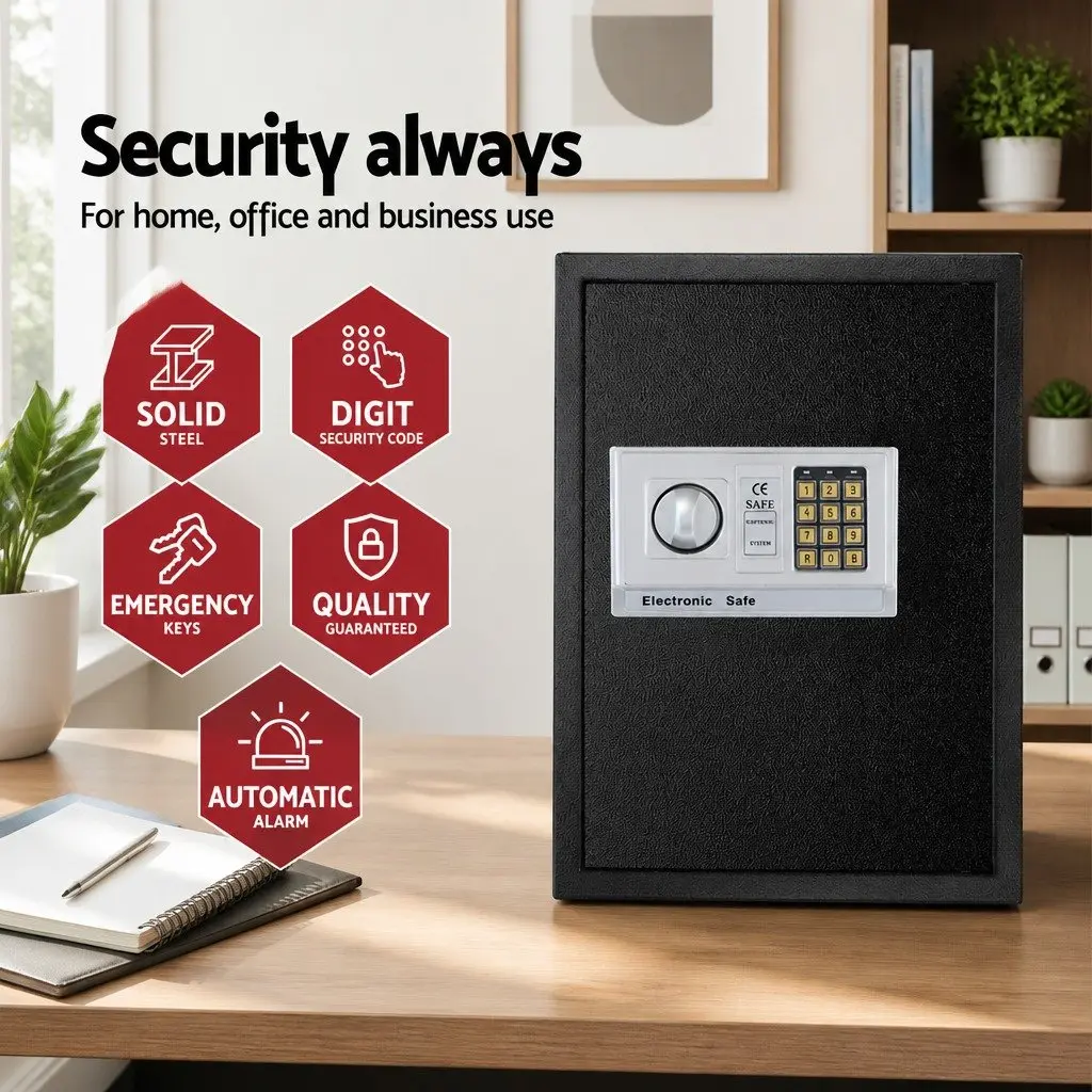 Digital Security Safe Box 50cm Electronic Lockbox Solid Steel Construction Black