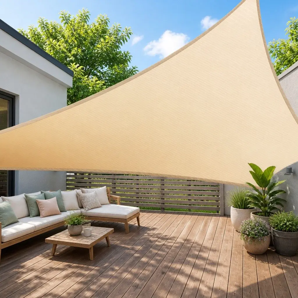 Triangle Shade Sail 6.1M All-Weather UV Blocking Canopy for Outdoor Garden Patio Pool