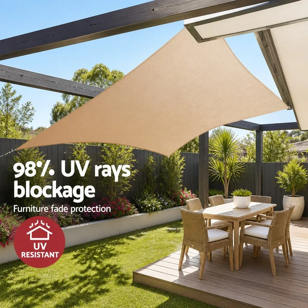 Shade Sail 4x5m Rectangle Commercial Grade UV Block Outdoor Patio Pool Sunshade