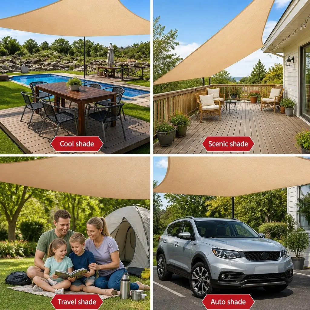 Rectangle Shade Sail 6x8m 280GSM UV Protection Outdoor Patio Pool Sunshade Cloth