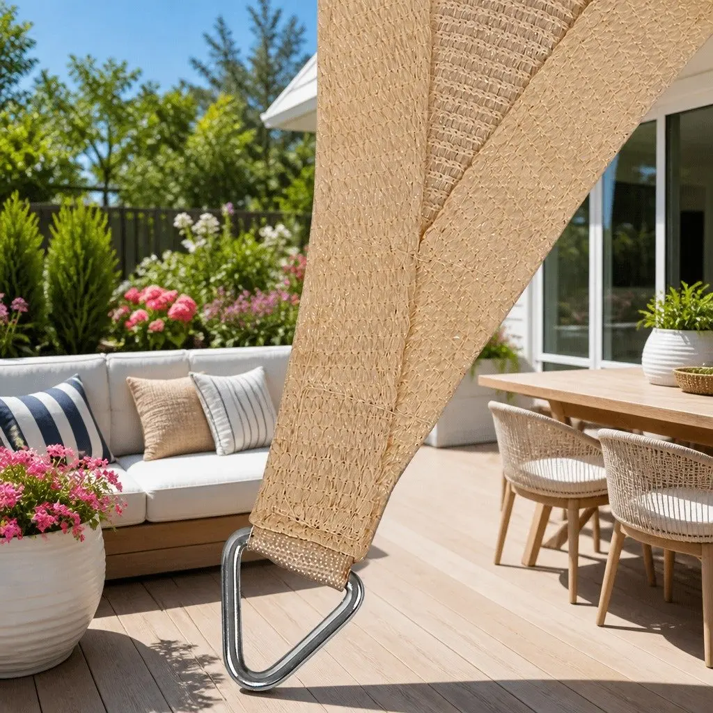 Rectangle Shade Sail 6x8m 185GSM UV Protection Sand Outdoor
