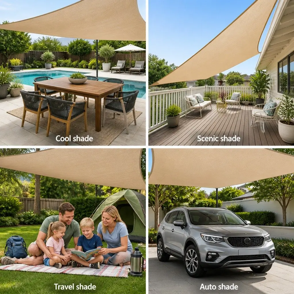 Waterproof Shade Sail 2x4m Rectangle Sand UV Block Outdoor Canopy