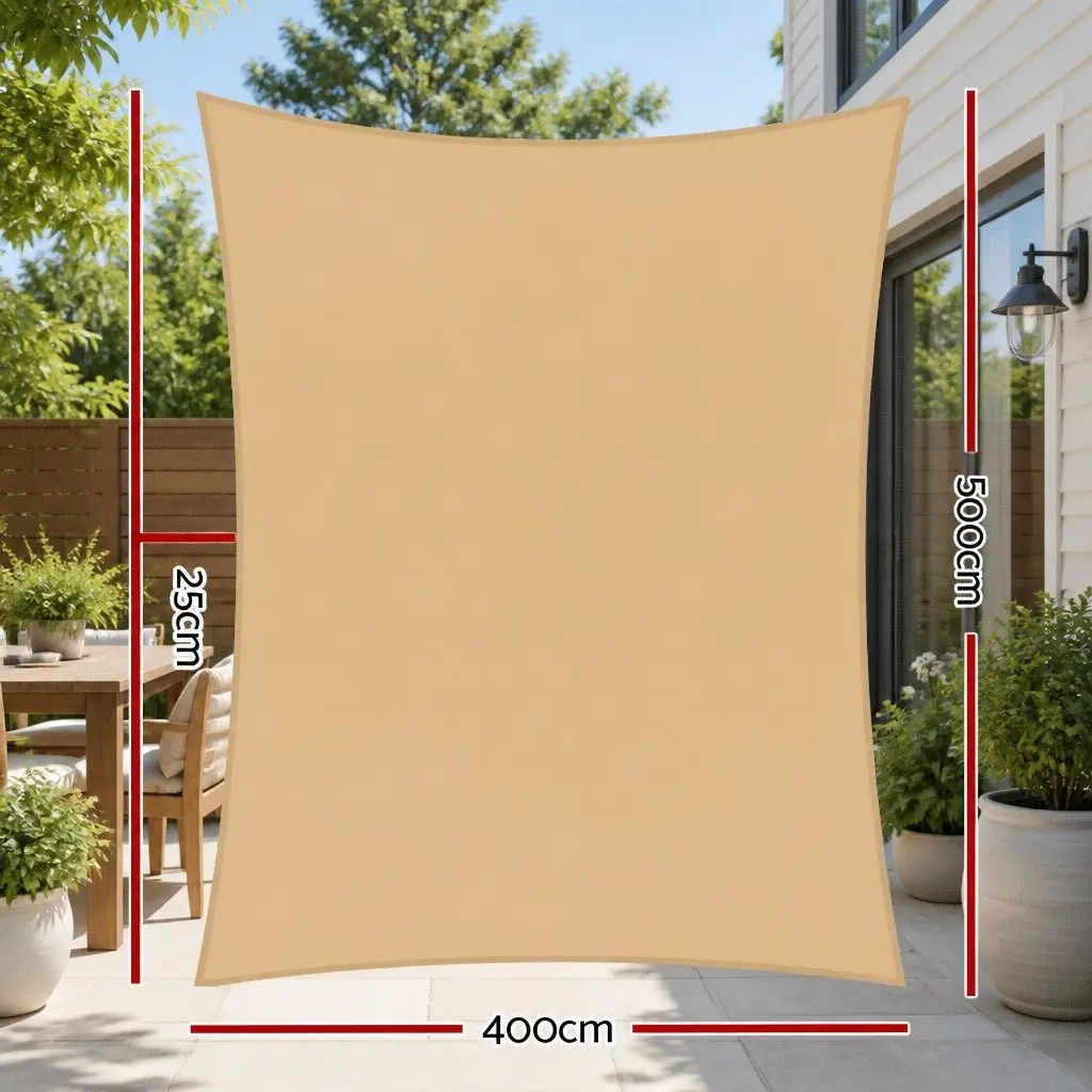 Rectangle Shade Sail 4x5m Waterproof UV Protection Outdoor