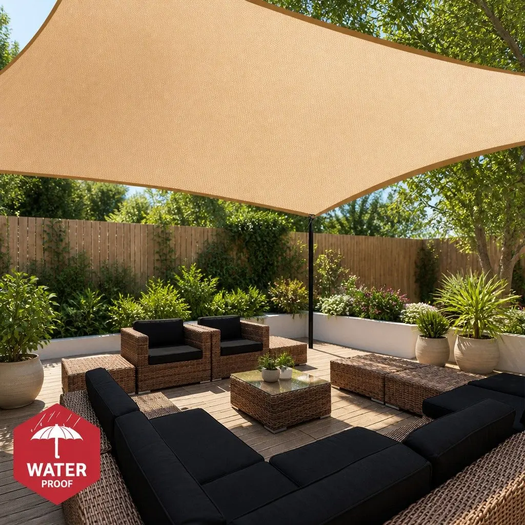 Rectangle Shade Sail 4x5m Waterproof UV Protection Outdoor