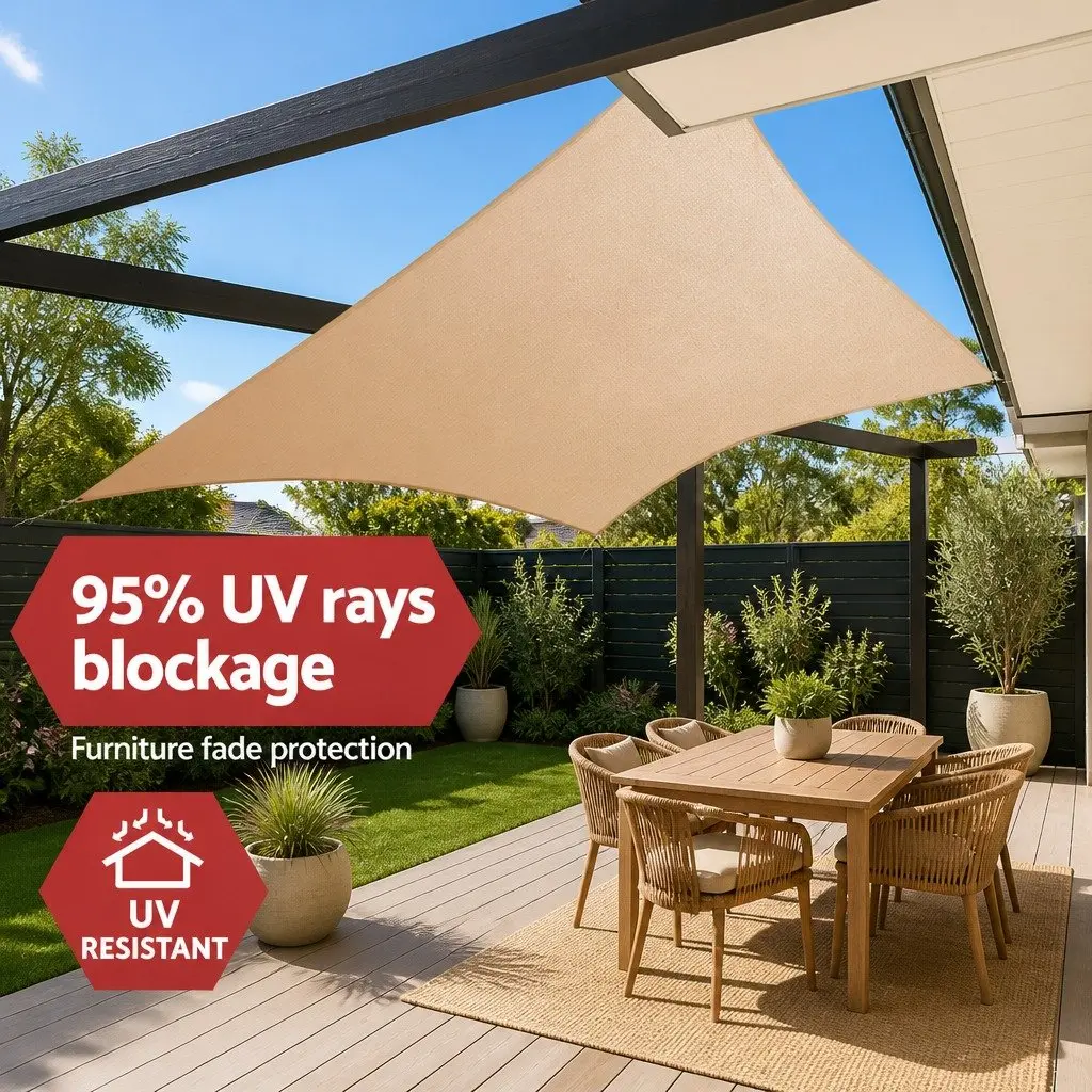 Rectangle Shade Sail 4x5m Waterproof UV Protection Outdoor