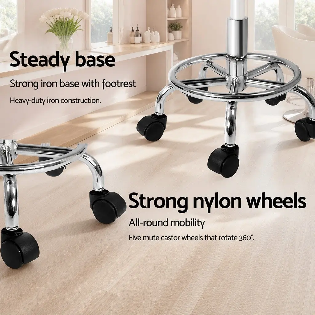 Swivel Stool with Backrest Adjustable Height Round Seat for Salons White