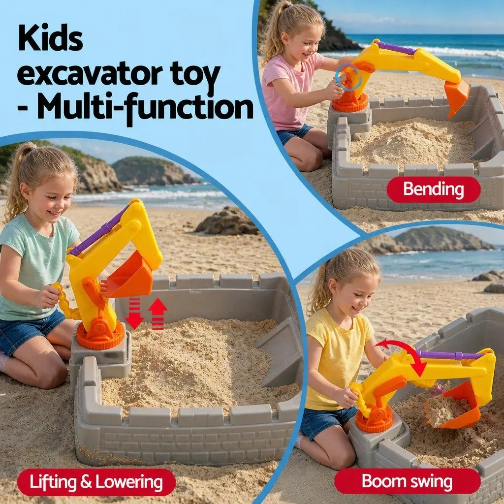 Kids 2-in-1 Sandpit Water Table Excavator Digger Extendable Sensory Play Toy Set