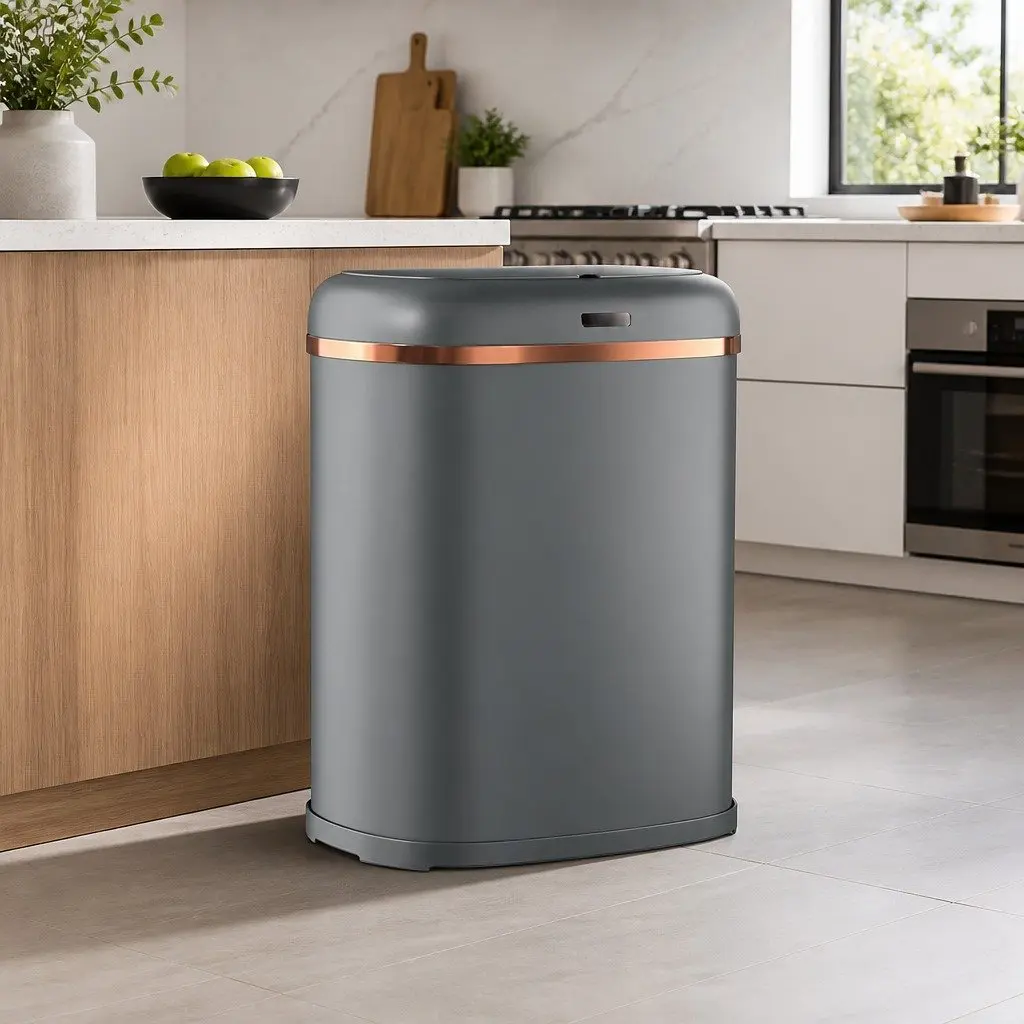 Automatic Bin 38L Motion Sensor Hands-Free Grey Kitchen Trash Can