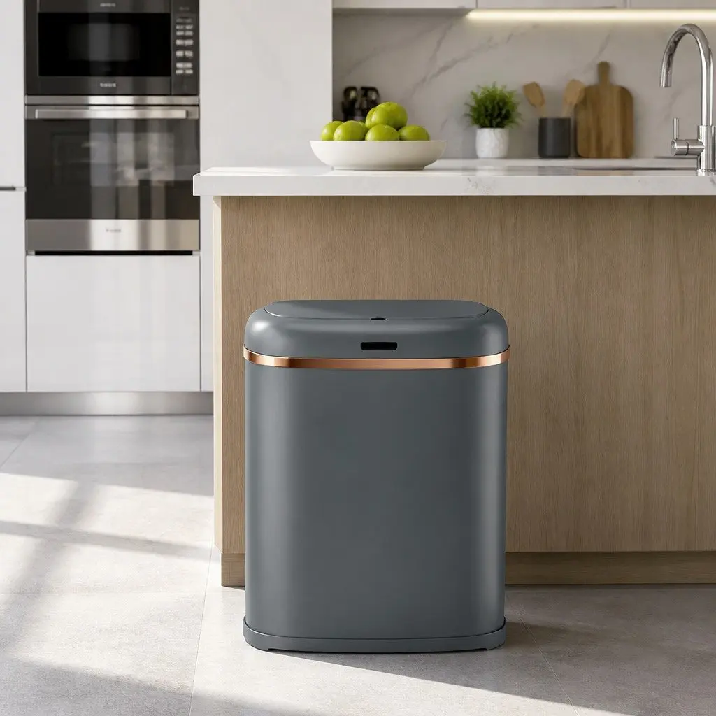 Automatic Bin 38L Motion Sensor Hands-Free Grey Kitchen Trash Can