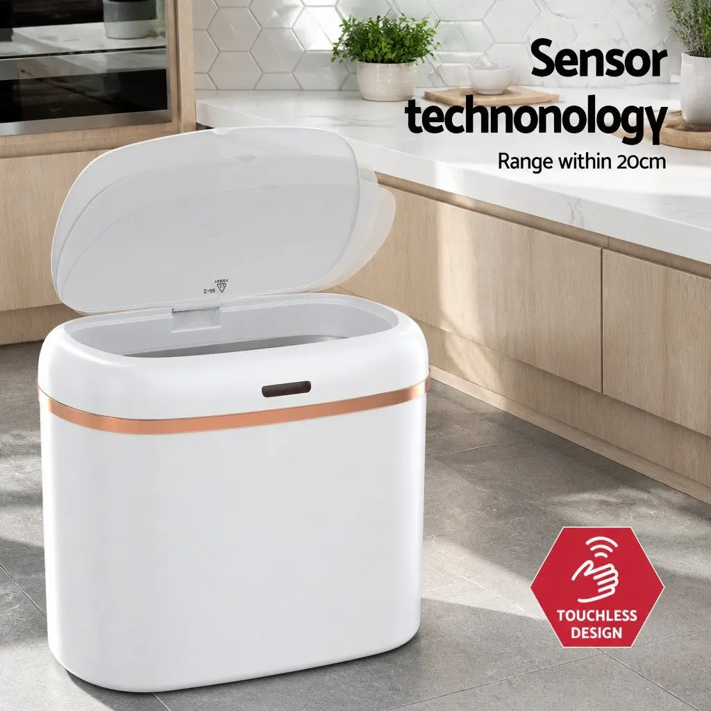 Automatic Bin 38L Hands-Free Motion Sensor Kitchen Trash Can White