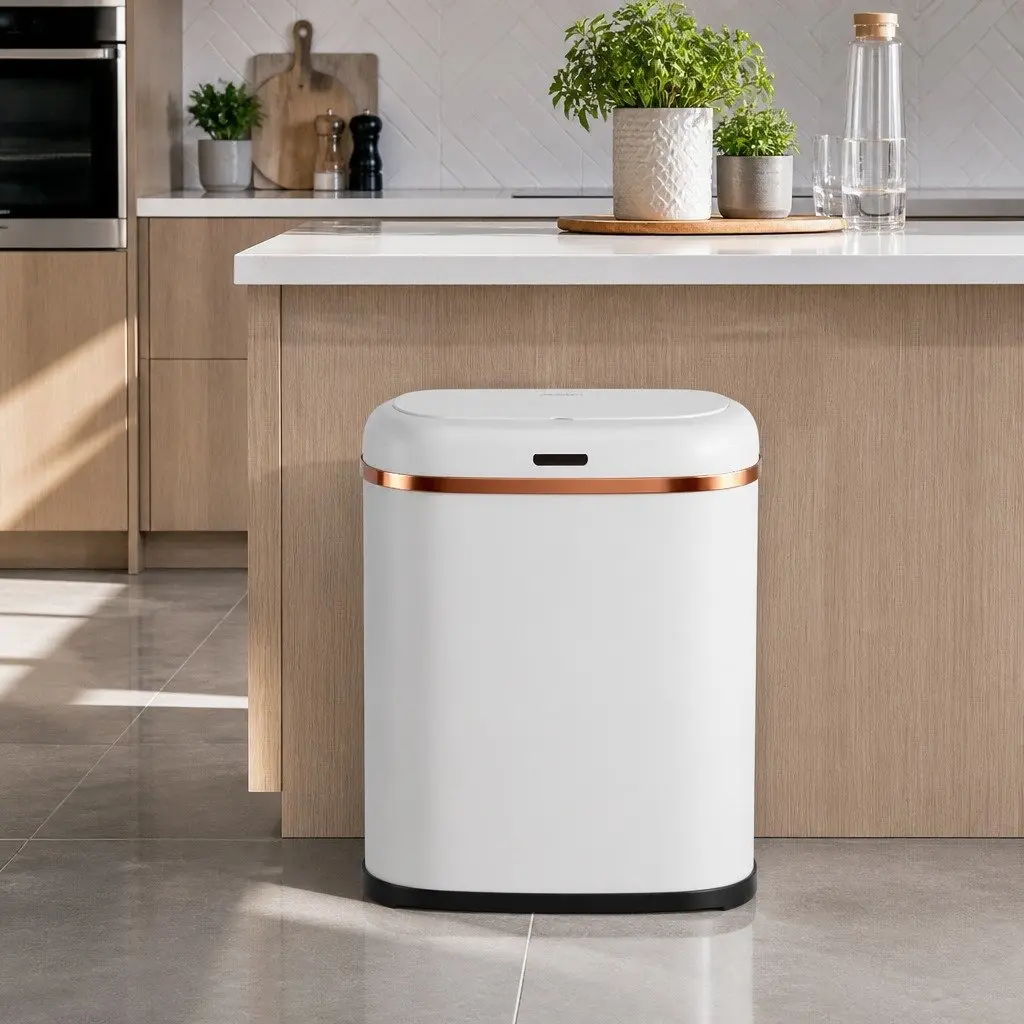 Automatic Bin 38L Hands-Free Motion Sensor Kitchen Trash Can White