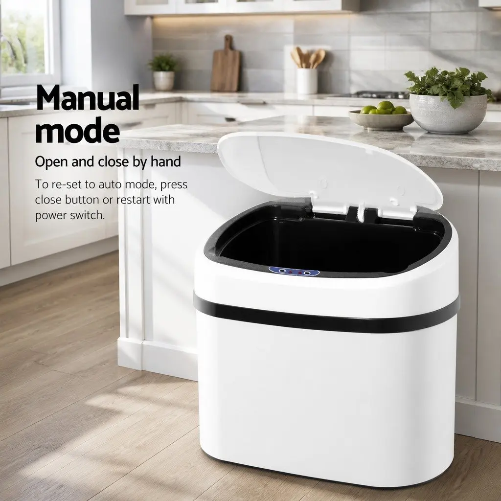Automatic Rubbish Bin 68L Motion Sensor Hands-Free White Steel
