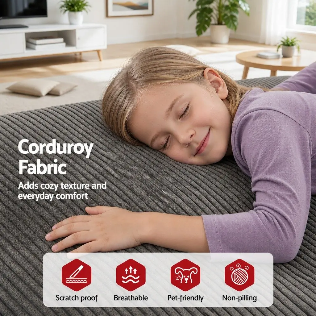 Foldable Bean Bag Sofa Bed Grey Compact Boneless Couch
