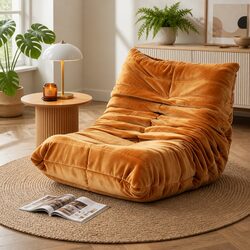 Lazy Sofa Accent Chair Floor Couch Leisure Lounge Foam Pouffe Recliner Brown