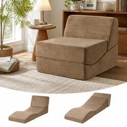 3-in-1 Folding Sofa Bed Lounger - Stylish Brown Design