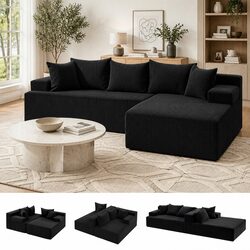 L-Shaped Modular Sectional Sofa Bed 4-Seater Convertible Couch Deep Seat Living