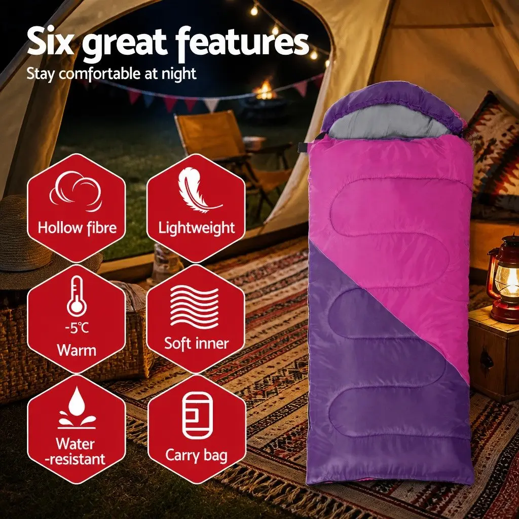Kids Sleeping Bag Set of 2 Single 172cm Thermal Camping Hiking Outdoor Gear