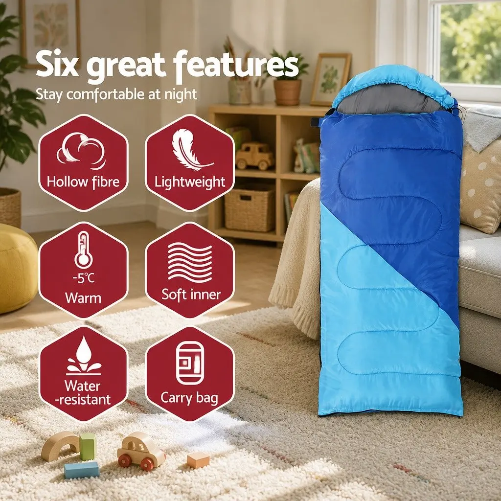 Kids Sleeping Bag 172cm Thermal Lightweight Portable Blue