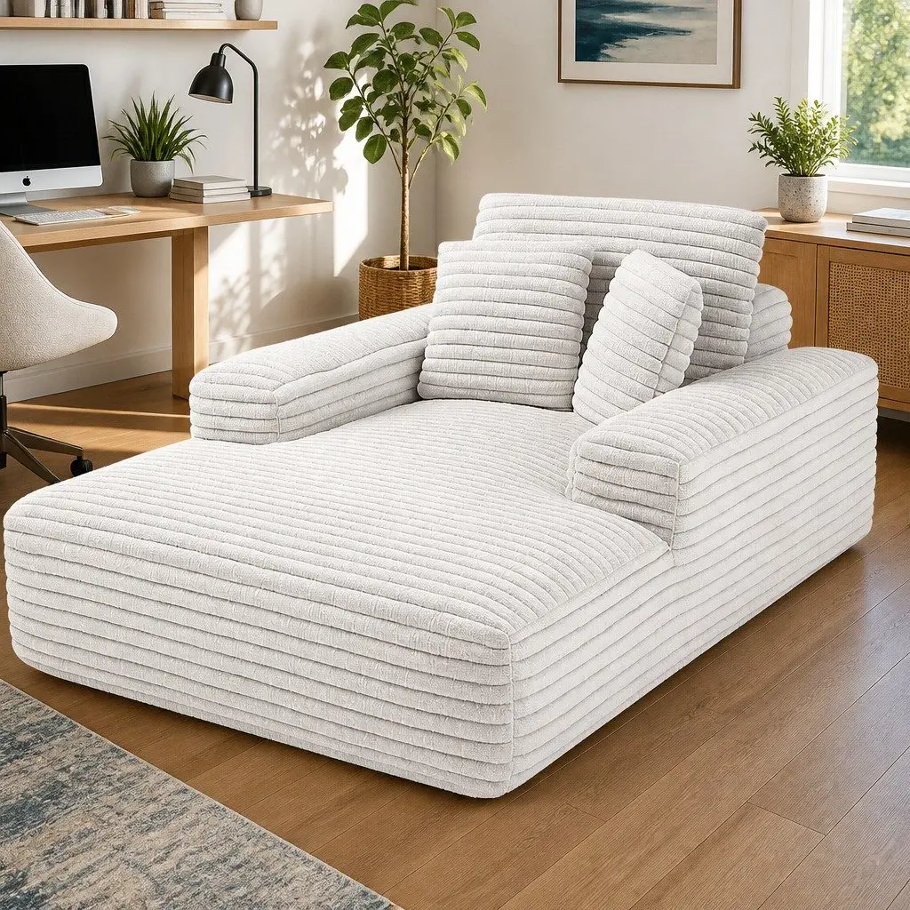 Sofa Bed Faux Fur Fabric Beige Modern Minimalist High-Density Foam Pocket Spring Construction
