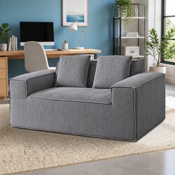 2 Seater Loveseat Sofa Bed Couch No Assembly Required Corduroy Small Grey Sofa