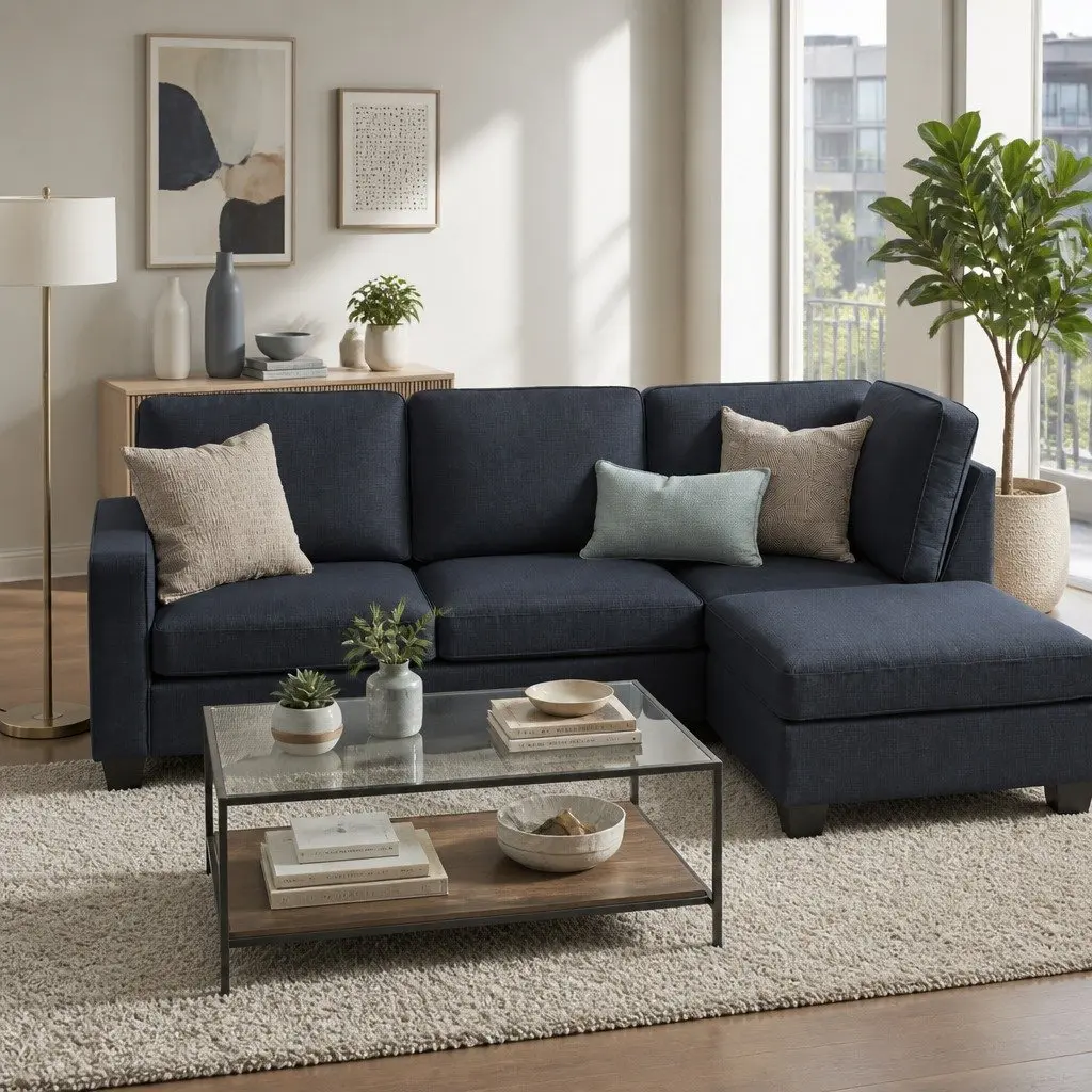 Modular Sofa Set 4-Seater Dark Grey Removable Washable Cushion Covers