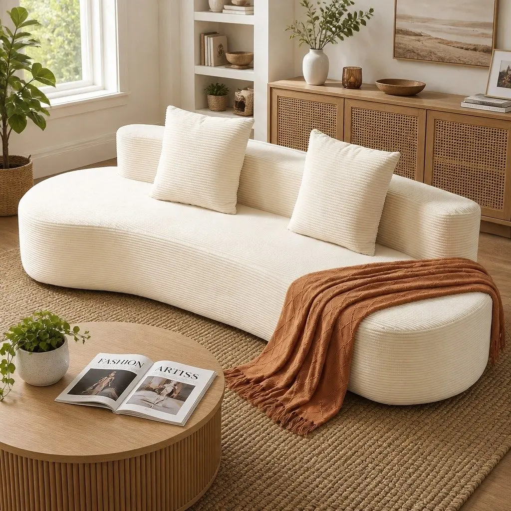 Modular Sofa Bed 228cm High-Density Foam Boneless Couch 4 Seater Living Room Furniture