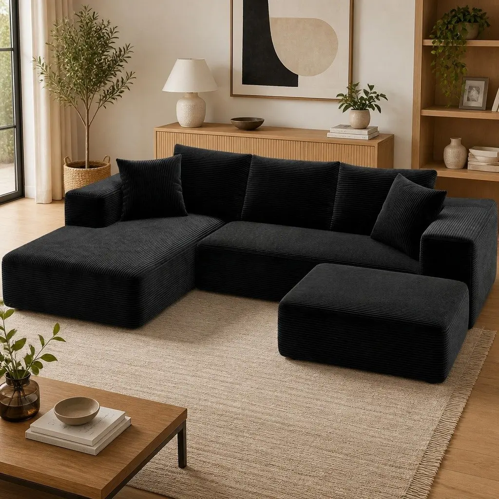 Modular Sofa Bed 2 Seater with Ottoman Flexible Living Room Furniture