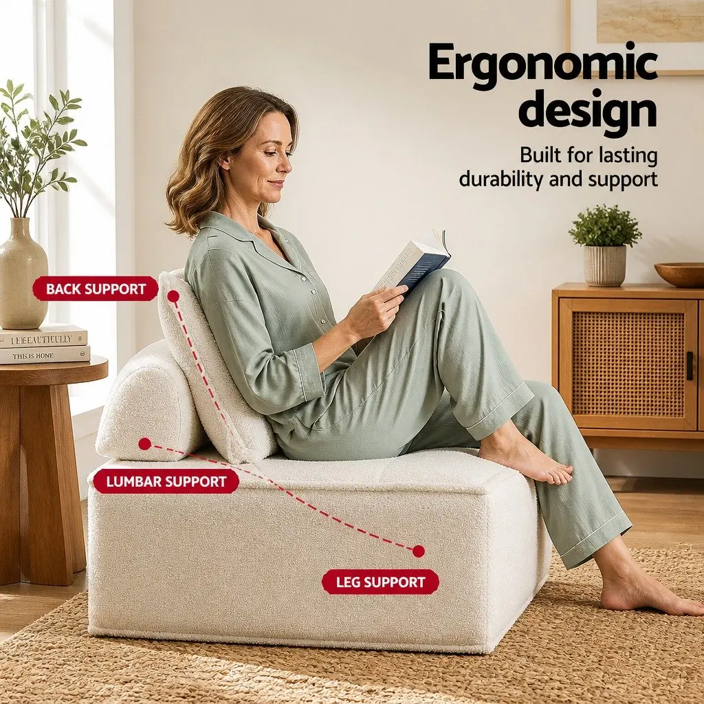 Floor Sofa Lounge Chair White Removable Pillow Cushion Portable