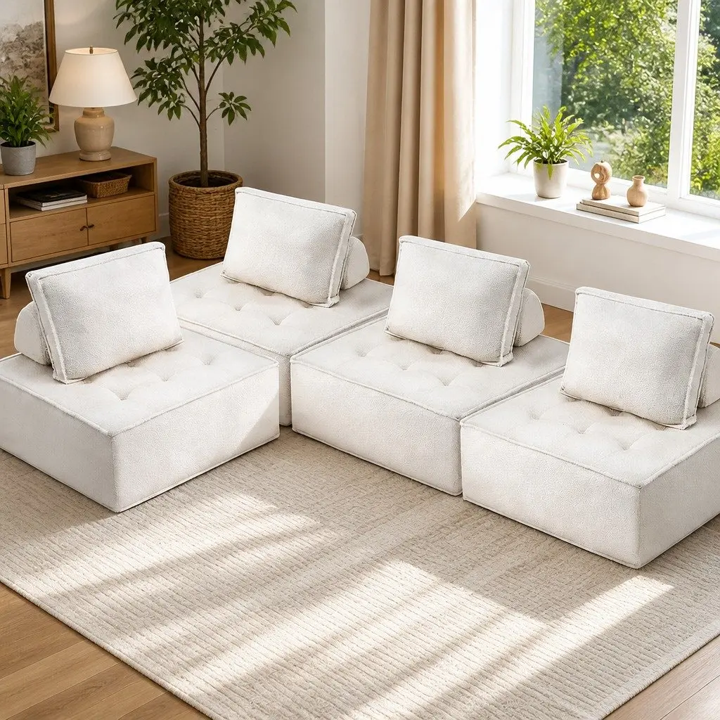 Floor Sofa 4 Seater Modular Cushion Couch Removable Pillow