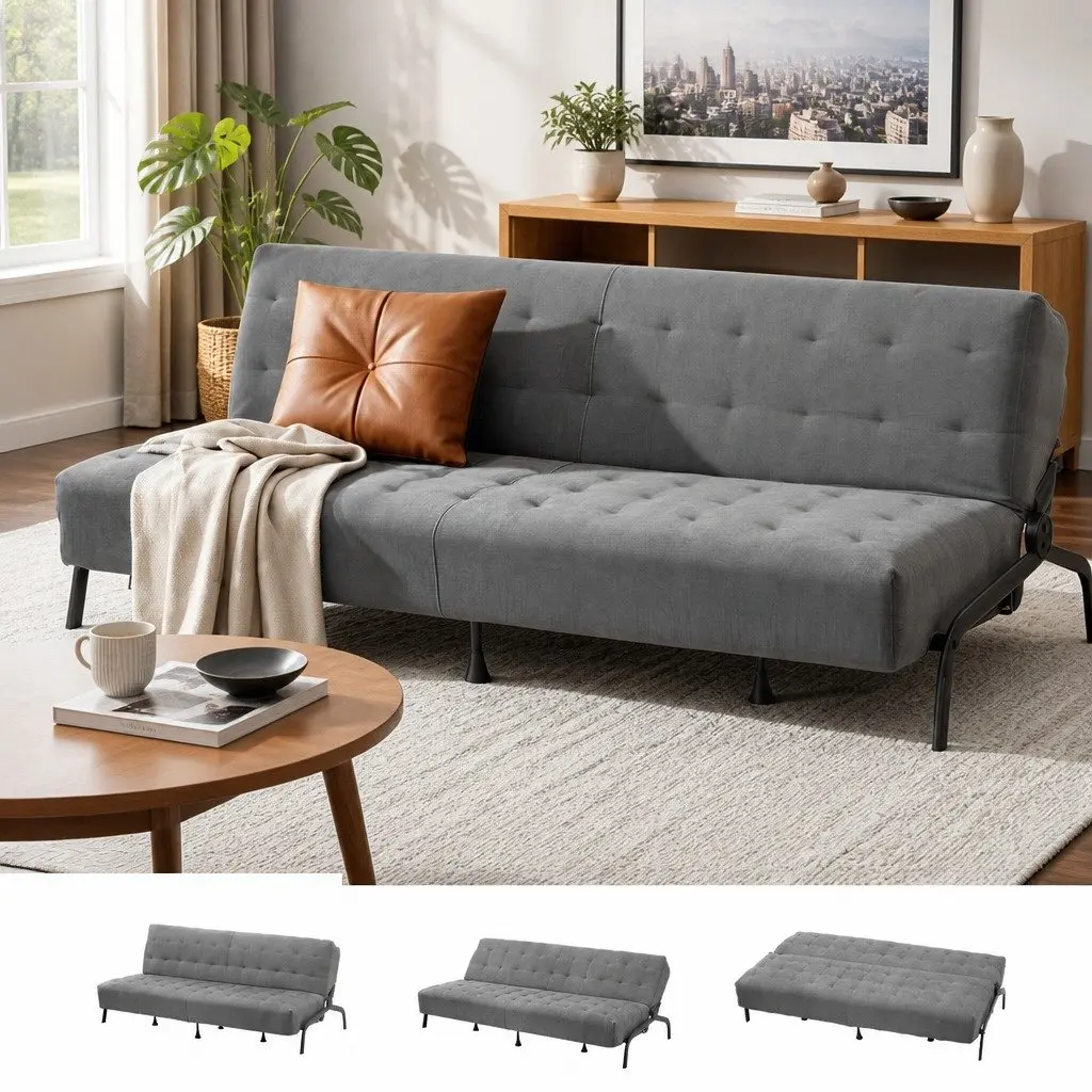 3-Seater Sofa Bed 1.9m Adjustable Innerspring Couch for Living Room