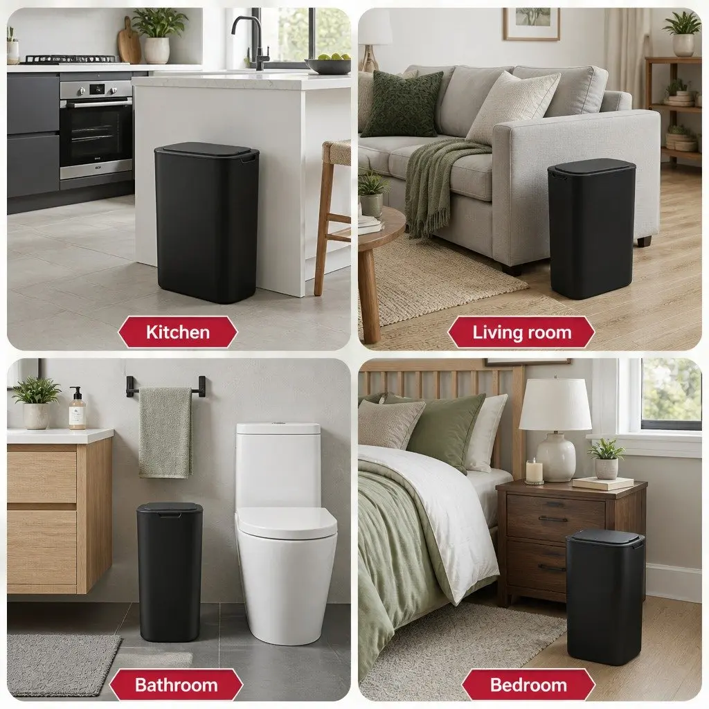 Automatic Trash Bin 21L Touchless Motion Sensor Slim Black