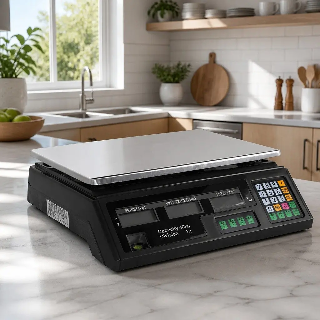 Digital Kitchen Counting Scale 40kg Black LCD Display Rechargeable Battery