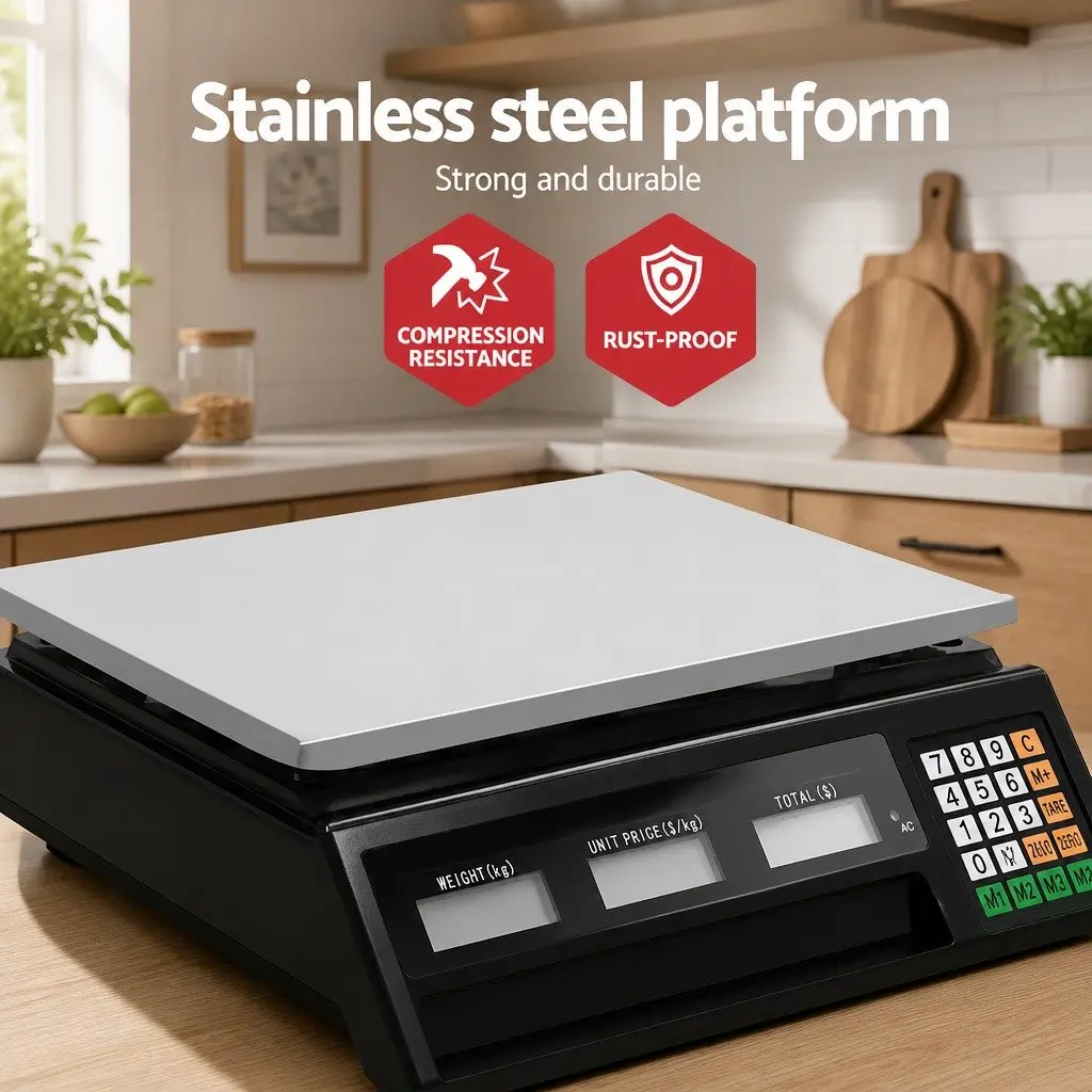 Digital Kitchen Counting Scale 40kg Black LCD Display Rechargeable Battery