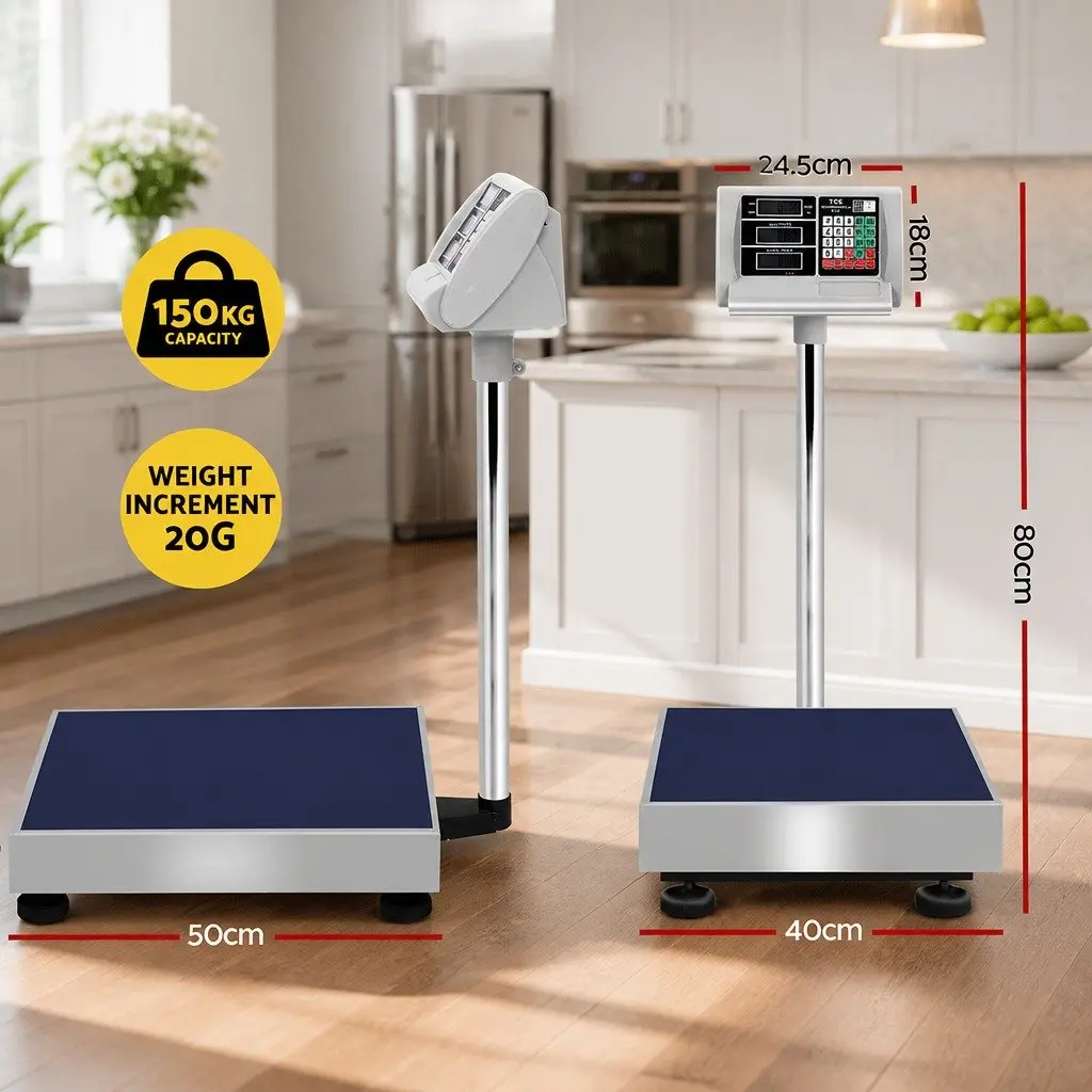 Digital Platform Scale 150KG Stainless Steel Large Backlit LCD Display