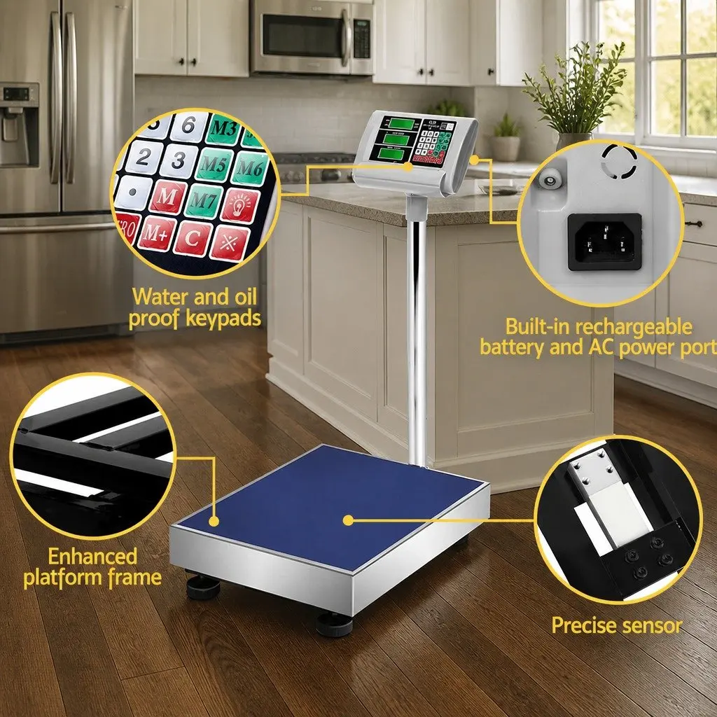 Digital Platform Scale 150KG Stainless Steel Large Backlit LCD Display