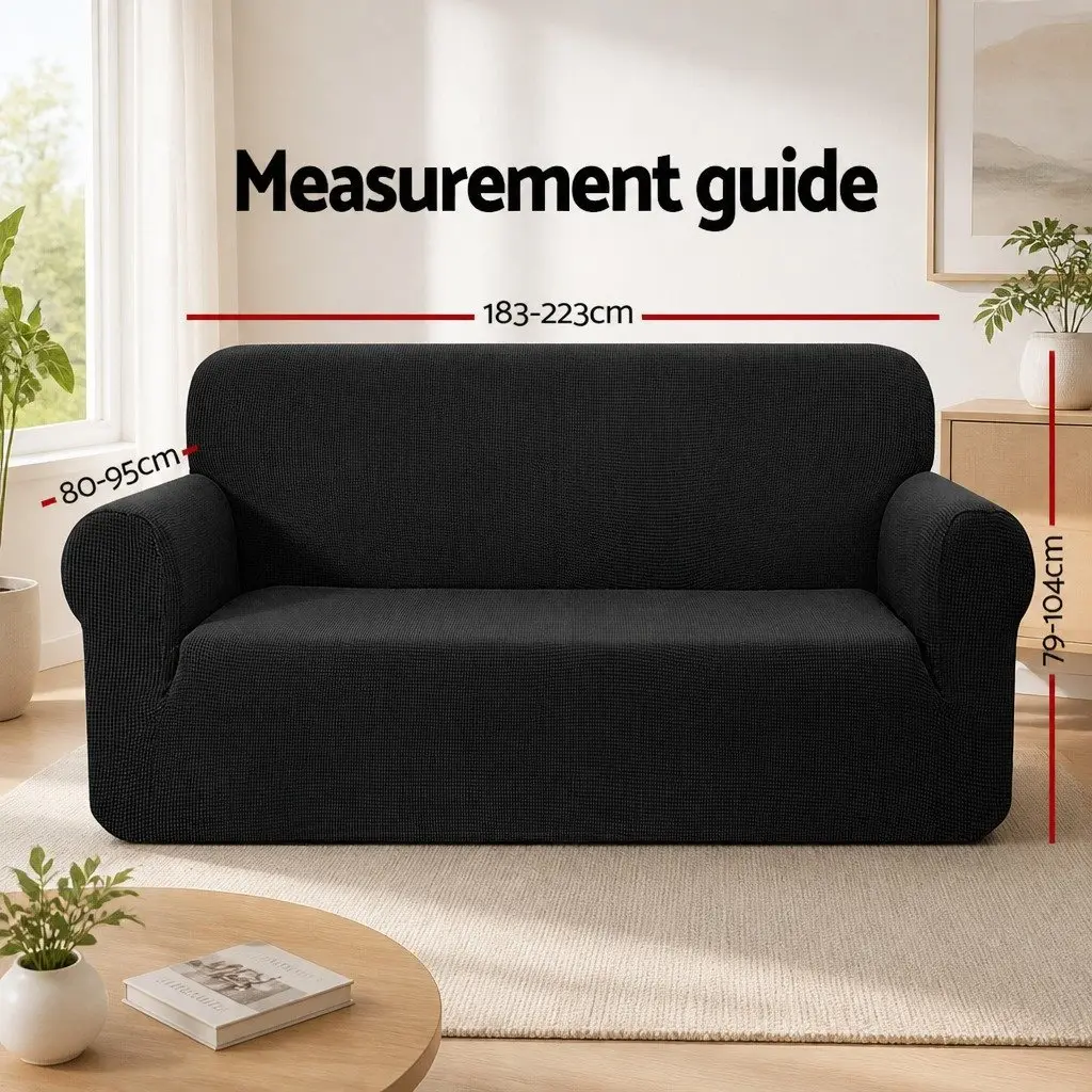 3 Seater Sofa Cover High Stretch Black Couch Protector Furniture Slip Cover