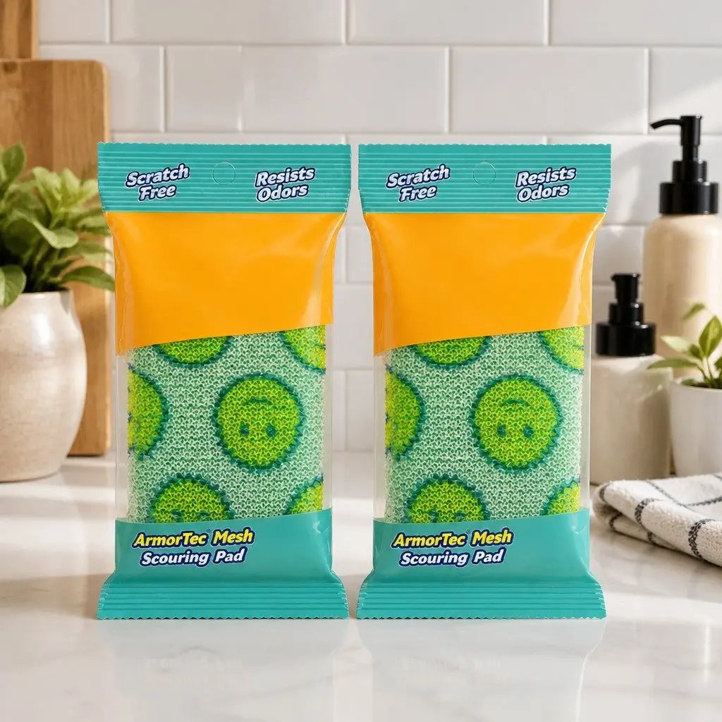 Scouring Pad 2 Pack Green ArmorTec Mesh FlexTexture Foam Core