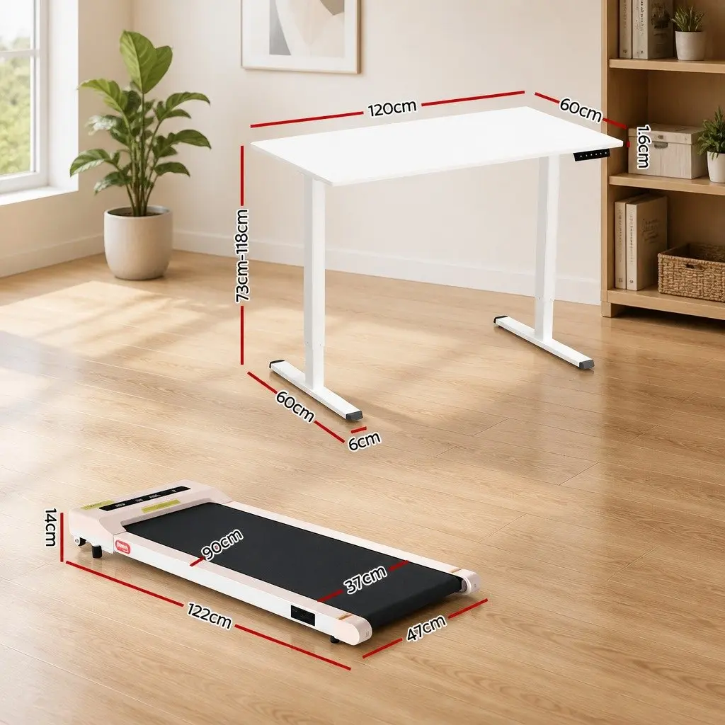 Electric Standing Desk 120cm with Treadmill Walking Pad Motorised Height Adjustment