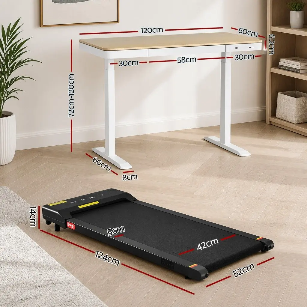 Electric Standing Desk Treadmill Combo 120cm Adjustable Height Walking Pad for Home Office