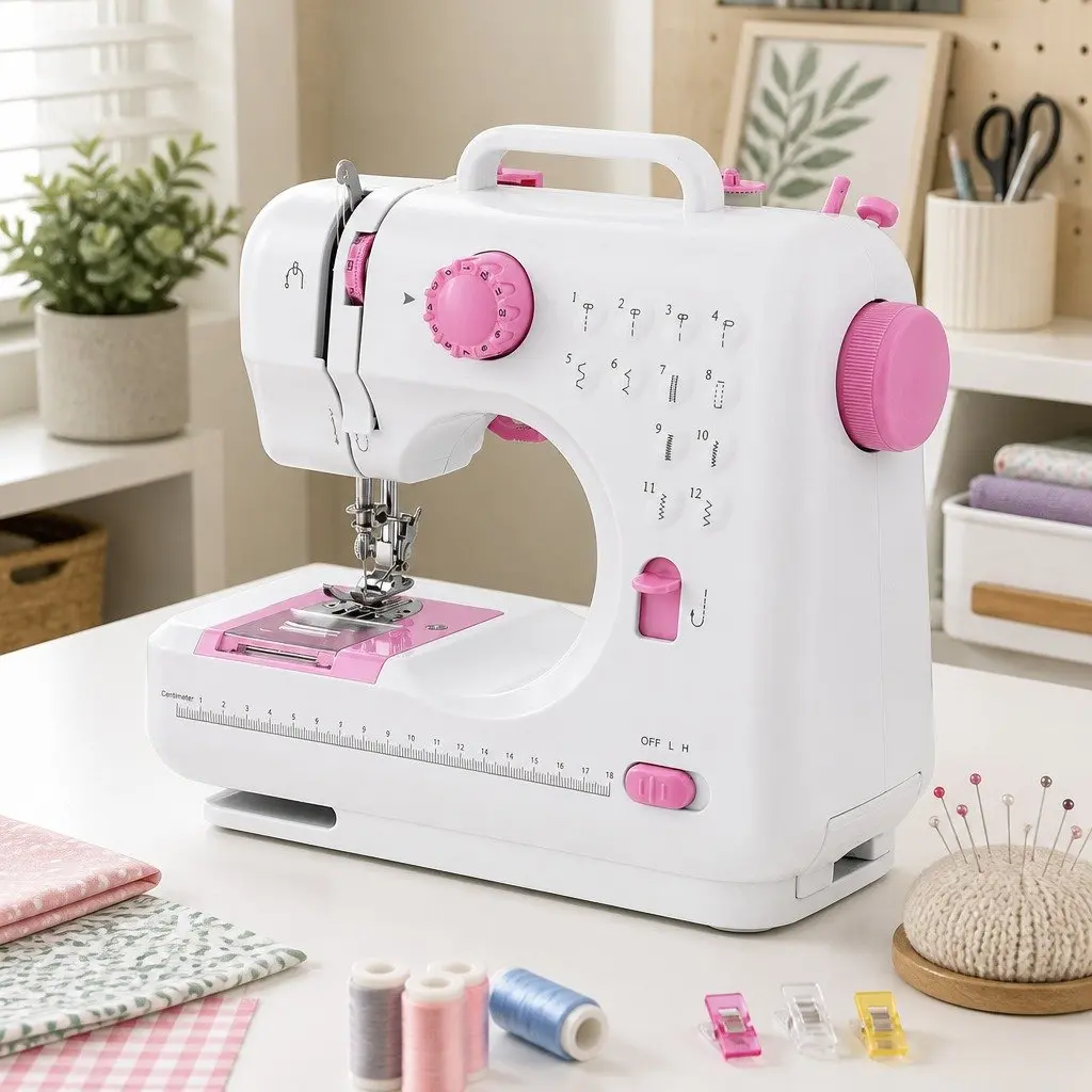 Mini Sewing Machine Portable Compact 12 Stitches LED Light for Beginners