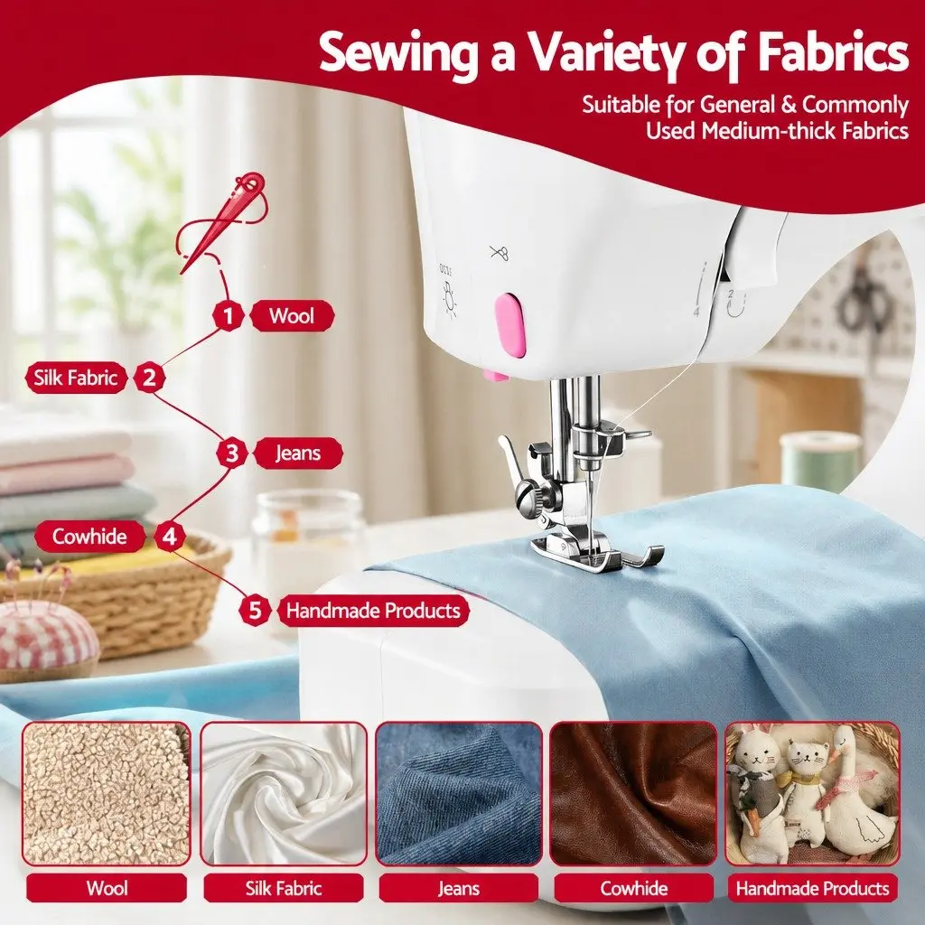Mini Sewing Machine Portable Compact 12 Stitches LED Light for Beginners