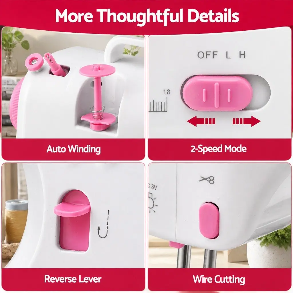 Mini Sewing Machine Portable Compact 12 Stitches LED Light for Beginners