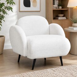 Chic White Fleece Upholstered Armchair for Your Living Space
