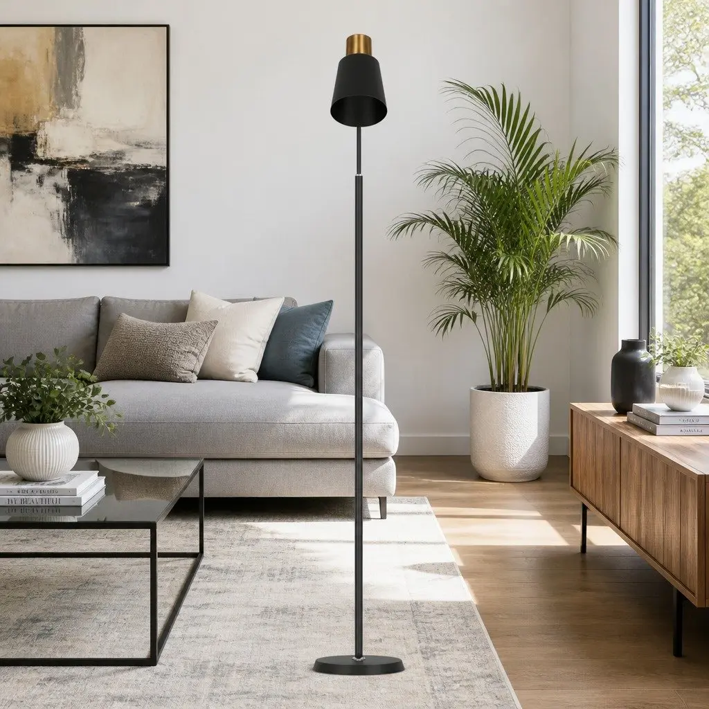 Floor Lamp LED Light Stand Modern Design Living Room Office Reading Black