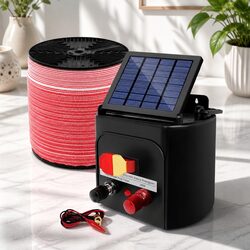 Solar Electric Fence Energiser 3KM Livestock Farm Fencing 1200M Poly Tape Kit
