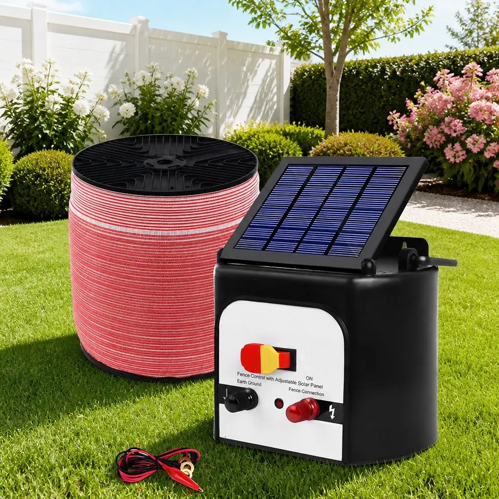 Solar Electric Fence Energiser 8km Livestock Farm Fencing System with 2000m