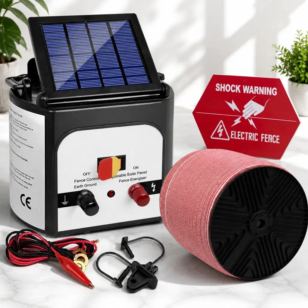 Solar Electric Fence Energiser 8km Livestock Farm Fencing System with 2000m