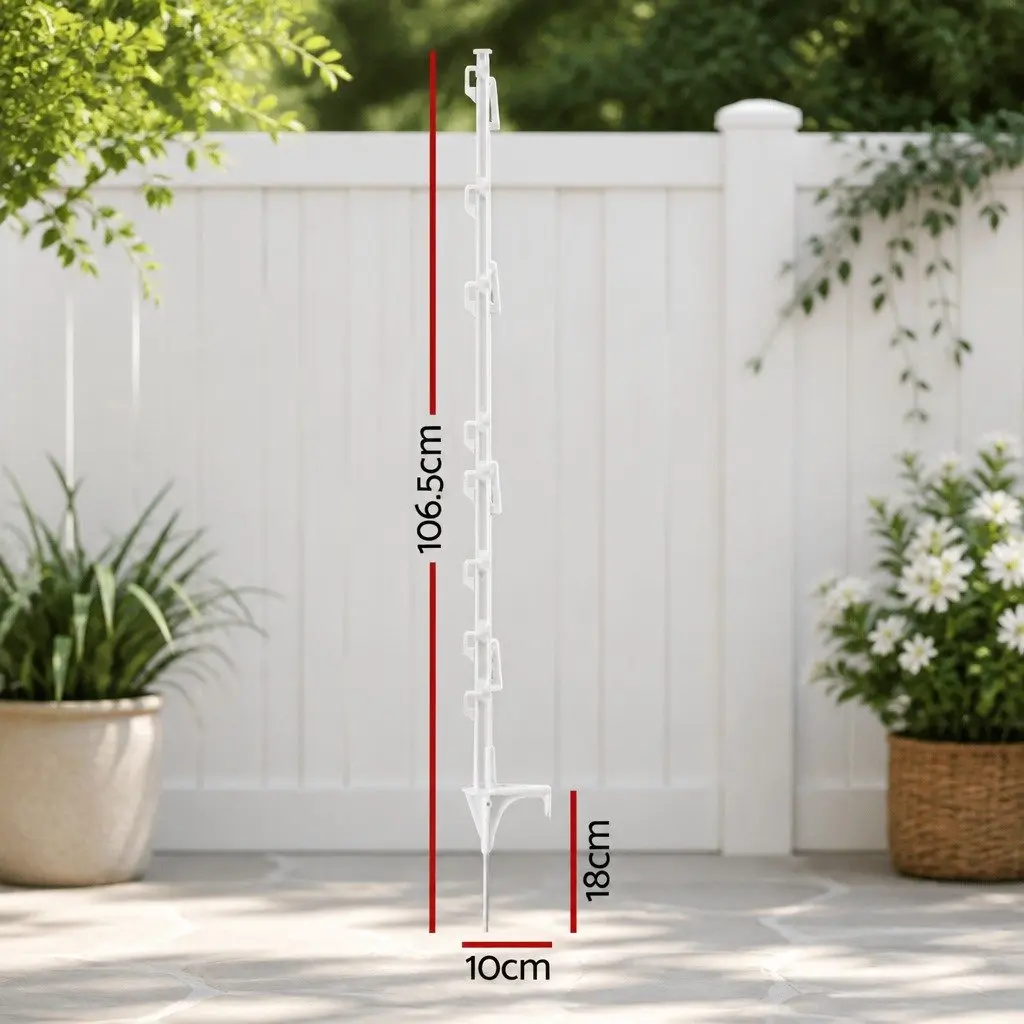 Electric Fence Posts 106.5cm 20 Piece Temporary Fencing with 8 Wire Positions and Galvanised Tread-in Spike