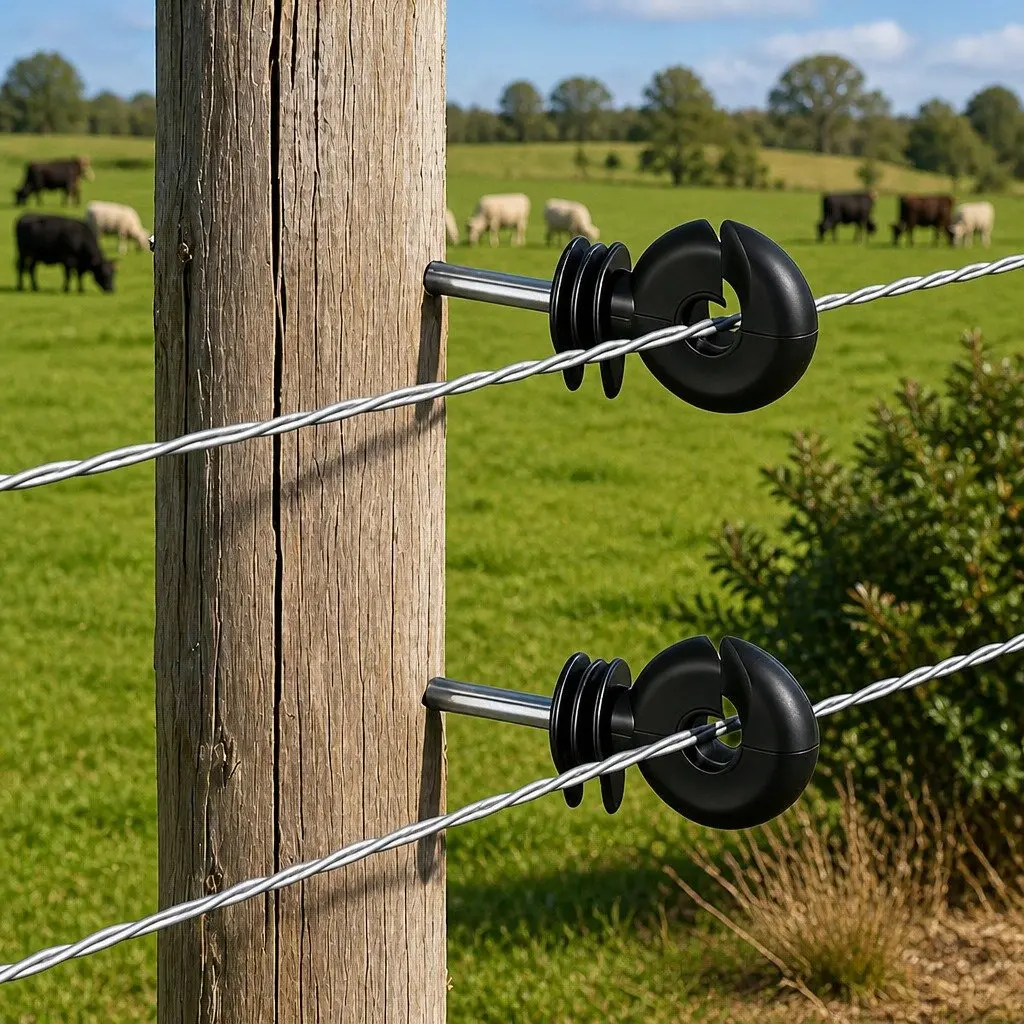 Electric Fence Ring Insulators 100pcs Screw in Stand off Insulator Black UV Resistant High Strength Construction